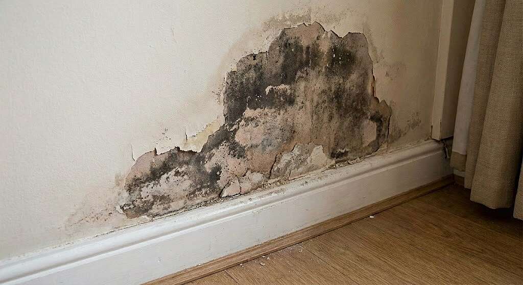 Muur beschadigd door doorslaand vocht